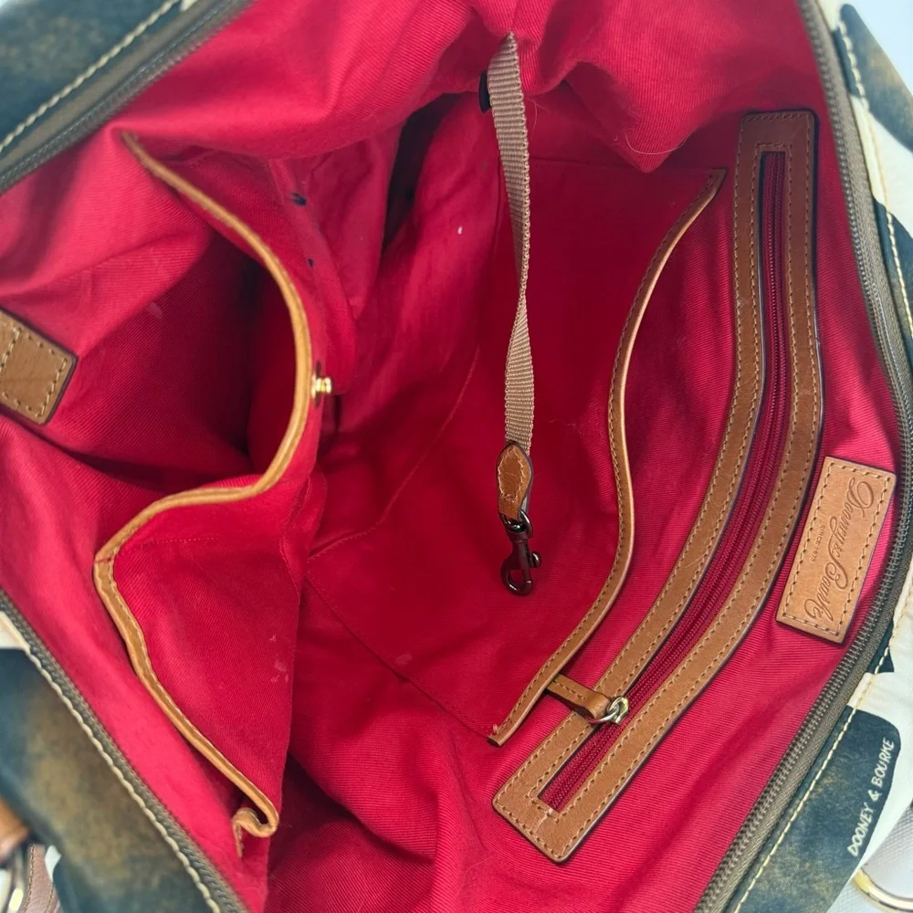 Vintage Dooney & Bourke Safari Giraffe Print Canvas Tote Bag - Picture 3 of 16